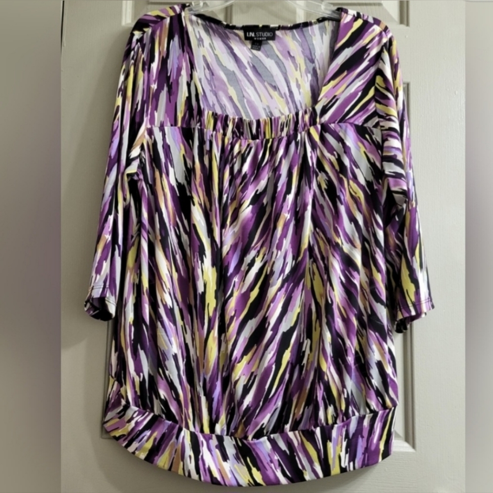 I.N.Studio multicolor 3/4 sleeve blouse 2X